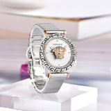 Buy Shop Versace Palazzo Empire Silver Dial Silver Mesh Bracelet Watch for Women - VEDV00419 USA Online