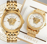 Buy Shop Versace Palazzo Empire White Dial Gold Steel Strap Watch for Men - VERD00318 USA Online
