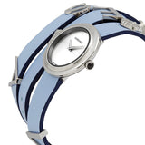 Buy Shop Versace V Flare Silver Dial Blue Leather Strap Watch for Women - VEBN00118 USA Online