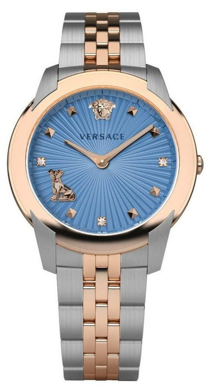 Buy Shop Versace Audrey Quartz Blue Dial Two Tone Steel Strap Watch for Women - VELR00619 USA Online