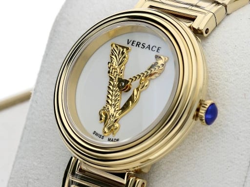 Buy Shop Versace Mini Virtus Quartz White Dial Gold Steel Strap Watch For Men - VET300221 USA Online