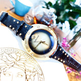 Buy Shop Versace Shadov Gold Dial Green Leather Strap Watch For Women - VEBM01018 USA Online
