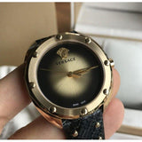 Buy Shop Versace Shadov Gold Dial Green Leather Strap Watch For Women - VEBM01018 USA Online