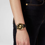 Buy Shop Versace Shadov Gold Dial Green Leather Strap Watch For Women - VEBM01018 USA Online