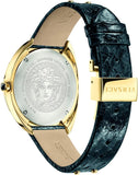Buy Shop Versace Shadov Gold Dial Green Leather Strap Watch For Women - VEBM01018 USA Online