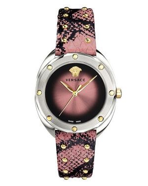 Buy Shop Versace Shadov Pink Dial Pink Leather Strap Watch for Women - VEBM00818 USA Online