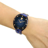 Buy Shop Versace Shadov Quartz Black Dial Blue Leather Strap Watch for Men - VEBM00418 USA Online