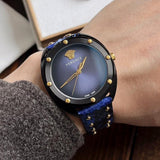 Buy Shop Versace Shadov Quartz Black Dial Blue Leather Strap Watch for Men - VEBM00418 USA Online
