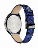 Buy Shop Versace Shadov Quartz Black Dial Blue Leather Strap Watch for Men - VEBM00418 USA Online