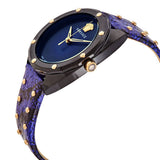 Buy Shop Versace Shadov Quartz Black Dial Blue Leather Strap Watch for Men - VEBM00418 USA Online