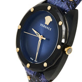 Buy Shop Versace Shadov Quartz Black Dial Blue Leather Strap Watch for Men - VEBM00418 USA Online
