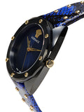 Buy Shop Versace Shadov Quartz Black Dial Blue Leather Strap Watch for Men - VEBM00418 USA Online