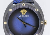 Buy Shop Versace Shadov Quartz Black Dial Blue Leather Strap Watch for Men - VEBM00418 USA Online