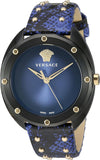 Buy Shop Versace Shadov Quartz Black Dial Blue Leather Strap Watch for Men - VEBM00418 USA Online