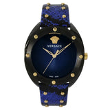 Buy Shop Versace Shadov Quartz Black Dial Blue Leather Strap Watch for Men - VEBM00418 USA Online