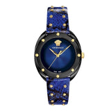 Buy Shop Versace Shadov Quartz Black Dial Blue Leather Strap Watch for Men - VEBM00418 USA Online
