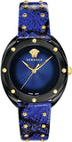 Buy Shop Versace Shadov Quartz Black Dial Blue Leather Strap Watch for Men - VEBM00418 USA Online