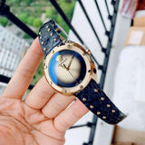 Buy Shop Versace Shadov Quartz Gold Dial Black Leather Strap Watch for Women - VEBM00318 USA Online