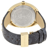Buy Shop Versace Shadov Quartz Gold Dial Black Leather Strap Watch for Women - VEBM00318 USA Online