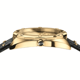 Buy Shop Versace Shadov Quartz Gold Dial Black Leather Strap Watch for Women - VEBM00318 USA Online