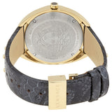 Buy Shop Versace Shadov Quartz Gold Dial Black Leather Strap Watch for Women - VEBM01118 USA Online