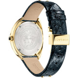 Buy Shop Versace Shadov Quartz Gold Dial Black Leather Strap Watch for Women - VEBM01118 USA Online
