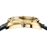 Buy Shop Versace Shadov Quartz Gold Dial Black Leather Strap Watch for Women - VEBM01118 USA Online