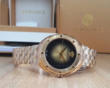 Buy Shop Versace Shadov Quartz Gold Dial Gold Steel Strap Watch for Women - VEBM00618 USA Online