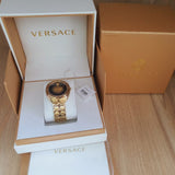 Buy Shop Versace Shadov Quartz Gold Dial Gold Steel Strap Watch for Women - VEBM00618 USA Online