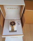 Buy Shop Versace Shadov Quartz Gold Dial Gold Steel Strap Watch for Women - VEBM00618 USA Online