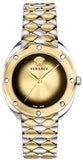 Buy Shop Versace Shadov Quartz Gold Dial Two Tone Steel Strap Watch for Women - VEBM00518 USA Online