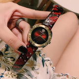 Buy Shop Versace Shadov Quartz Red Dial Red Leather Strap Watch for Women - VEBM00918 USA Online