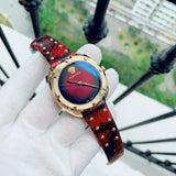 Buy Shop Versace Shadov Quartz Red Dial Red Leather Strap Watch for Women - VEBM00918 USA Online