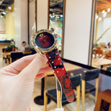 Buy Shop Versace Shadov Quartz Red Dial Red Leather Strap Watch for Women - VEBM00918 USA Online