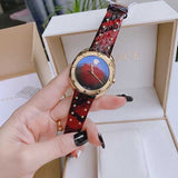 Buy Shop Versace Shadov Quartz Red Dial Red Leather Strap Watch for Women - VEBM00918 USA Online