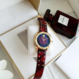 Buy Shop Versace Shadov Quartz Red Dial Red Leather Strap Watch for Women - VEBM00918 USA Online