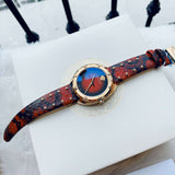 Buy Shop Versace Shadov Quartz Red Dial Red Leather Strap Watch for Women - VEBM00918 USA Online