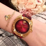Buy Shop Versace Shadov Quartz Red Dial Red Leather Strap Watch for Women - VEBM00918 USA Online