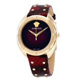 Buy Shop Versace Shadov Quartz Red Dial Red Leather Strap Watch for Women - VEBM00918 USA Online