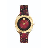 Buy Shop Versace Shadov Quartz Red Dial Red Leather Strap Watch for Women - VEBM00918 USA Online