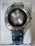 Buy Shop Versace Shadov Quartz Silver Dial Black Snake Leather Strap Watch for Women - VEBM00118 USA Online