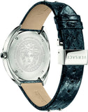 Buy Shop Versace Shadov Quartz Silver Dial Black Snake Leather Strap Watch for Women - VEBM00118 USA Online