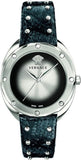 Buy Shop Versace Shadov Quartz Silver Dial Black Snake Leather Strap Watch for Women - VEBM00118 USA Online