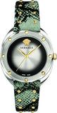 Buy Shop Versace Shadov Quartz Silver Dial Snakeskin Green Leather Strap Watch for Women - VEBM00718 USA Online
