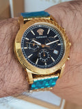 Buy Shop Versace Sport Tech Chronograph Black Dial Gold Steel Strap Watch for Men - VELT00419 USA Online