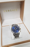 Buy Shop Versace Sport Tech Chronograph Blue Dial Silver Steel Strap Watch for Men - VELT00219 USA Online