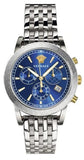 Buy Shop Versace Sport Tech Chronograph Blue Dial Silver Steel Strap Watch for Men - VELT00219 USA Online