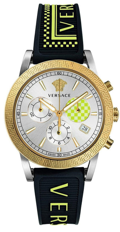 Buy Shop Versace Sports Tech Chronograph Silver Dial Black Rubber Strap Watch for Women - VELT00519 USA Online