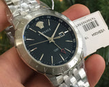 Buy Shop Versace Univers Analog Black Dial Silver Steel Strap Watch for Men - VEBK00418 USA Online