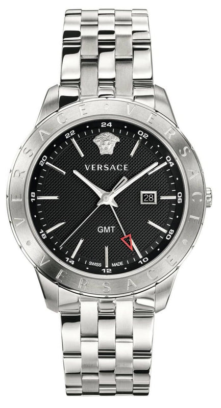 Buy Shop Versace Univers Analog Black Dial Silver Steel Strap Watch for Men - VEBK00418 USA Online